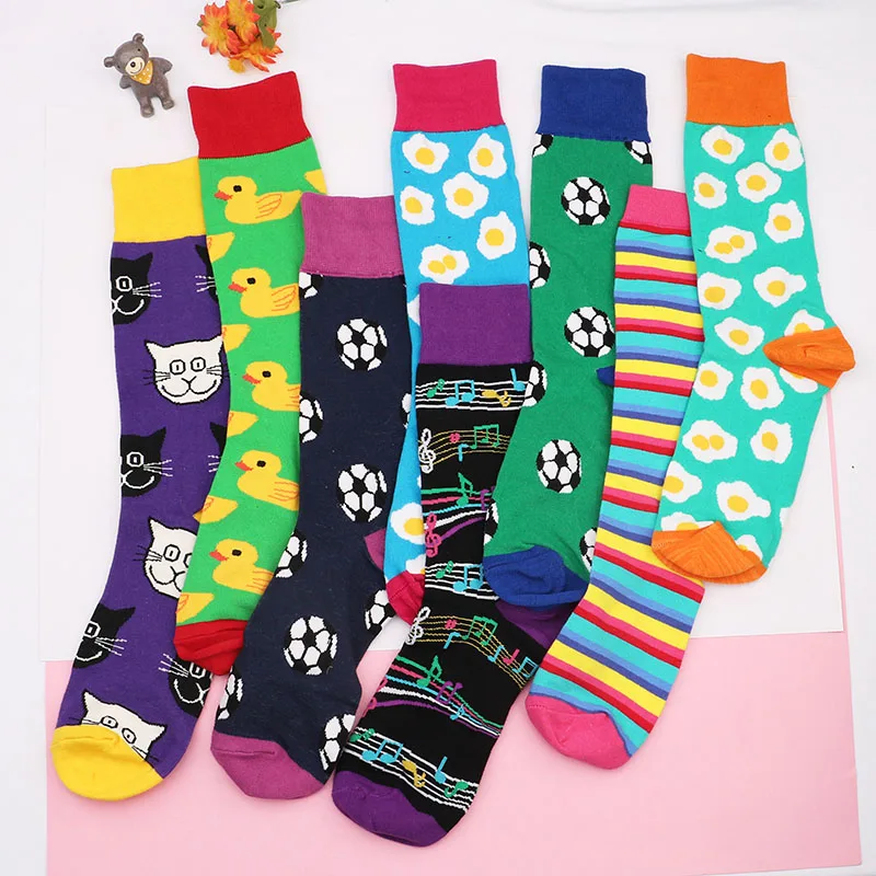 Мужские носки Harajuku Happy Cool креативные с круглым вырезом цветные унисекс подарок