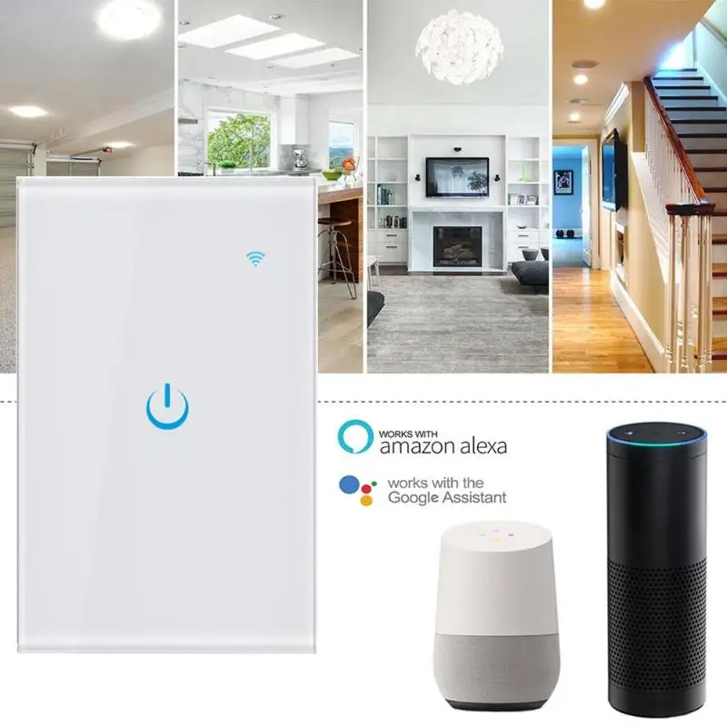 

Tuya Smart WiFi Voice Control Wall Light Switch Panel Mobile App Remote Control Timing Countdown Function State Feedback