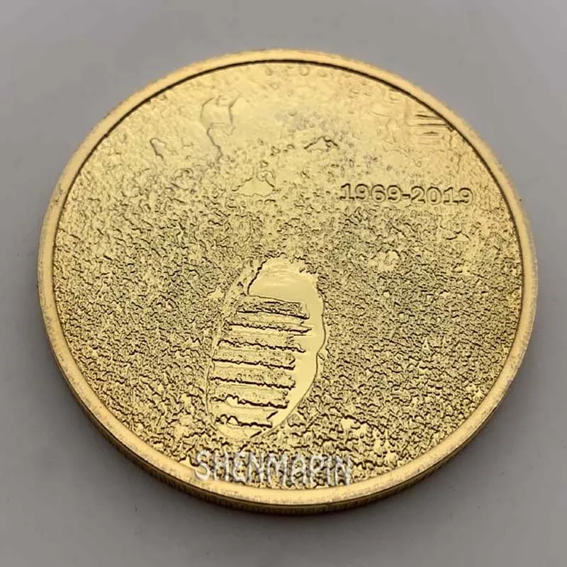 1969- 50-летие Аполлона 11 Лунная посадка золотые коллекционные монеты США космические лунные следы памятная монета