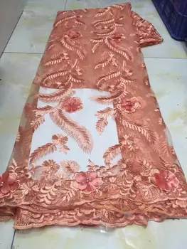 

3D flowers African lace fabric beaded french lace fabric dubai appliques tulle lace bridal wedding/party dress lace 5 yards /lot