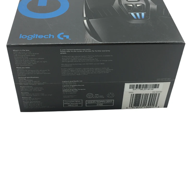 Беспроводная игровая мышь logitech G903 LIGHTSPEED 2,4 ГГц, настоящая оптическая мышь 12000 dpi для ноутбука, геймера, эргономичная, официальный тест агентства