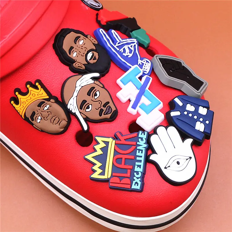 Crock Charms Accessories Custom Cartoon Cute PVC Shoe Croc Buttons Sandals Charms Black Lives Dope Father Portrait Free Shipping