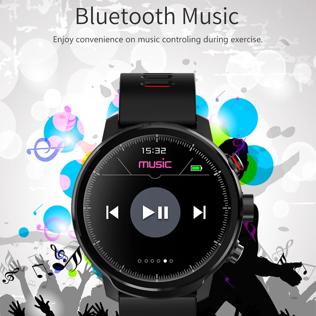 1," Круглый циферблат водонепроницаемый фитнес Смарт часы Bluetooth 4,0 сердечного ритма силиконовый ремешок наручные часы