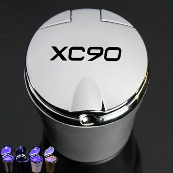 

For Volvo XC90 S80 V90 XC40 S60 XC60 S40 XC70 80 car logo ashtray car with LED light car ashtray trash box Creative Personality