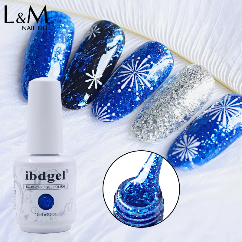 

ibdgel Glitter Color Gel Nail Polish Shining Diamond Gel Polish Nail Art Easy Apply Red Blue Gold Glitter Nail Gel 12 pcs 15ml