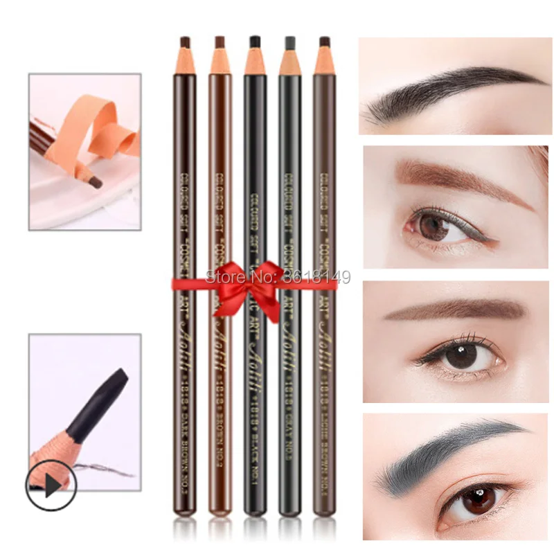 

12pcs Waterproof Microblading 1818 Eyebrow Pencil Peel-off Pencil Black Grey Brown Light Brown Natural Brown Color Pencil