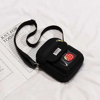 

Summer Simple Canvas Bag Crossbody Shoulder Bag Cute Student Girl's Shopping Phone Small Square Bags Small Fresh Messenger Bag