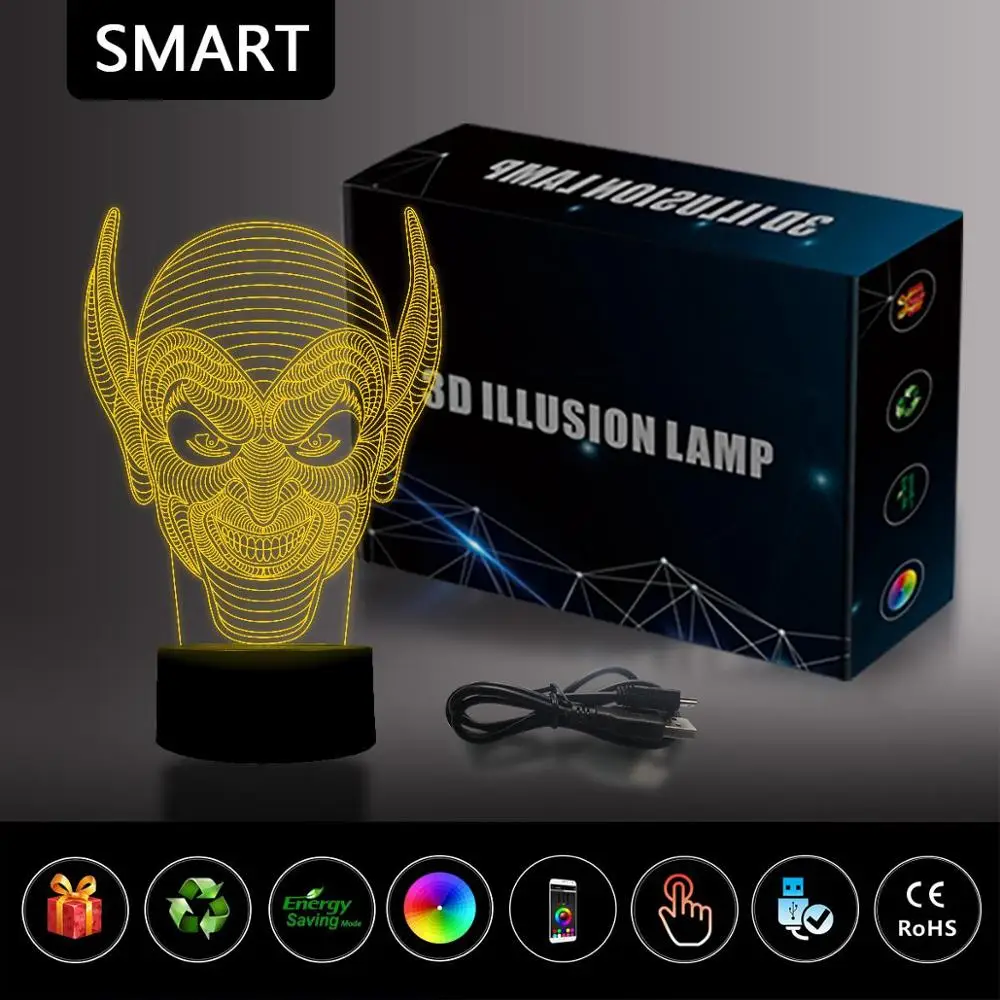 NiteApps 3D мультфильм инопланетянин ночник настольная Иллюзия украшение лампа подарок на день рождения приложение/сенсорное управление