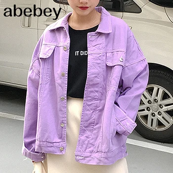 

Ripped Drop Shoulder Women Denim Jackets Black White Oversize Purple Casual Female Jacket Coat Chic Jacket for Girls