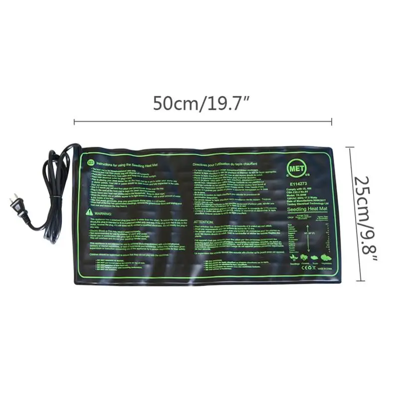 Seedling Heating Mat 50X25cm Waterproof Plant Seed Germination Propagation Clone Starter Pad Garden Supplies 1 Pc