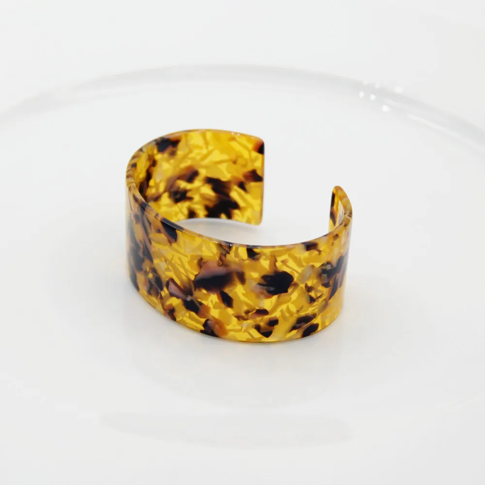 Tortoise FishSheep Leopard Za акриловые браслеты и браслеты для женщин массивные Черепаховые камни смола открытый широкий манжет браслет ювелирные изделия bijouxs - Окраска металла: Tortoise