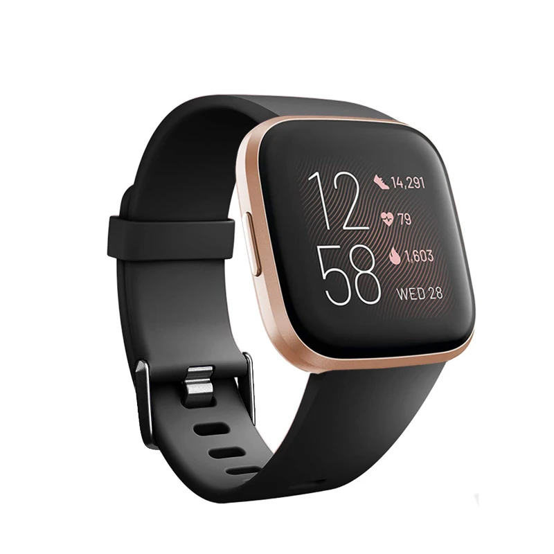 Honecumi силиконовые ремни замена аксессуар дышащий для Fitbit Versa/Versa 2 Смарт часы фитнес Замена Полосы - Цвет: black