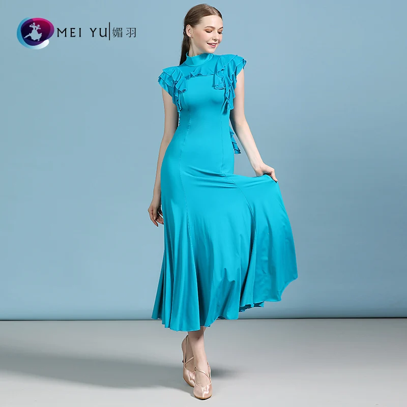 

New Arrivals Long Ballroom Dance Skirt for Women Adult Flamenco Costume Dress for Tango & Waltz Practice Dancewear 2 Color A0075