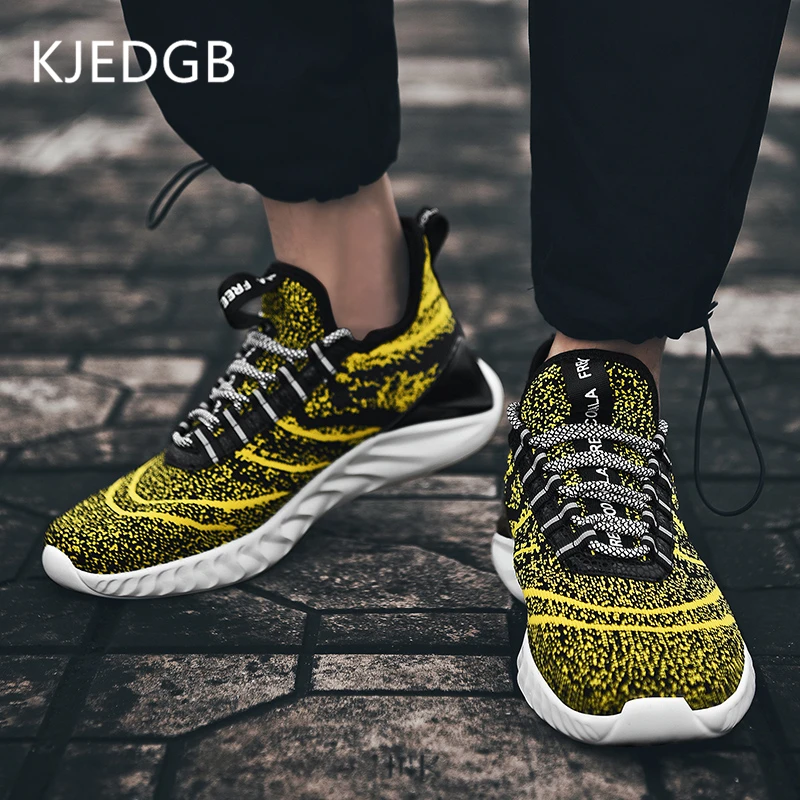 

KJEDGB Ultra-light Big Size Comfortable Men's Shoes Designer New Soft Flyknit Sneakers Trend Casual Shoes Male Trainers 39-48