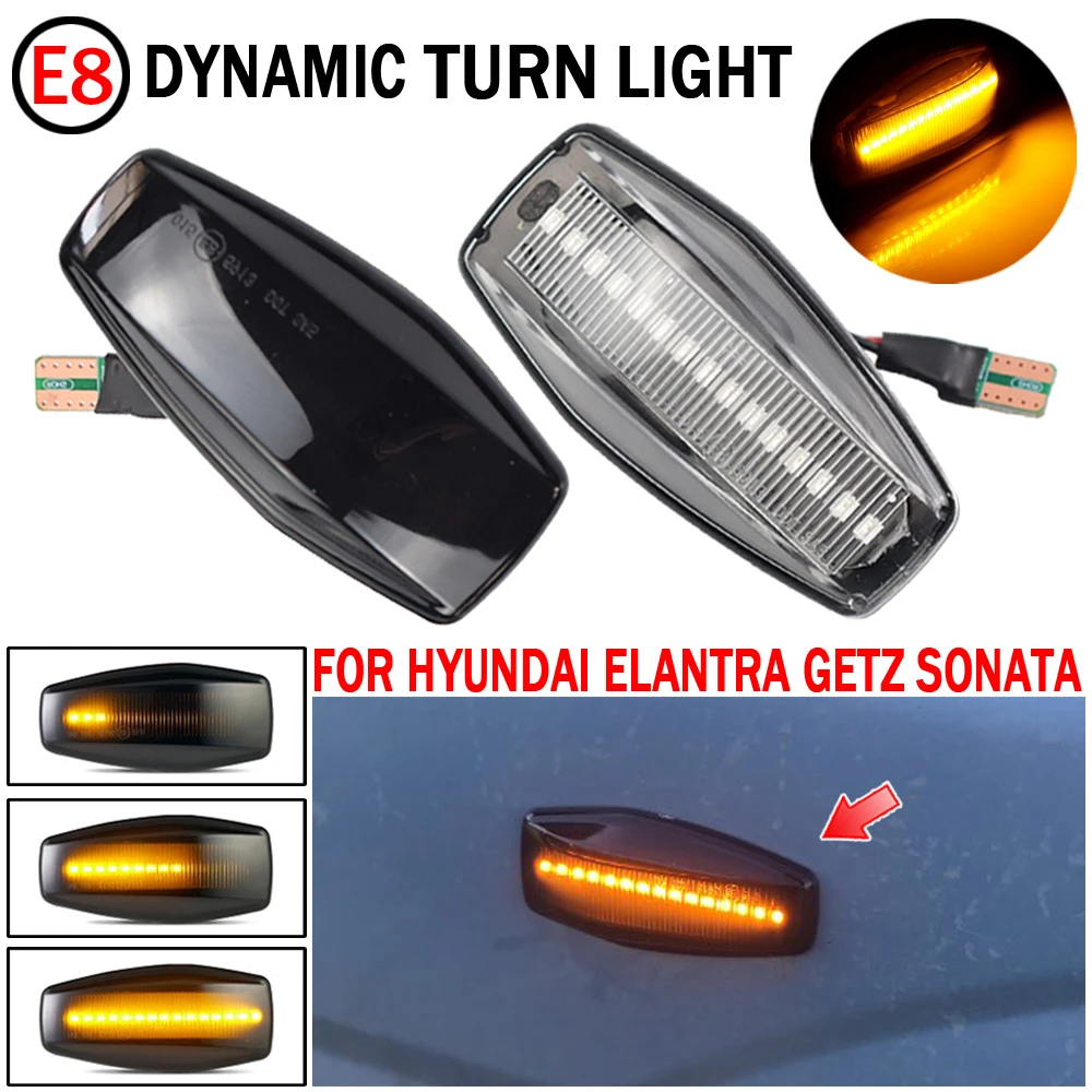 ZMMWDE 2pcs LED Dynamic Side Marker Turn Signal Blinker Flowing Water Blinker Flashing Light,For Hyundai Coupe 2002-2008 GK