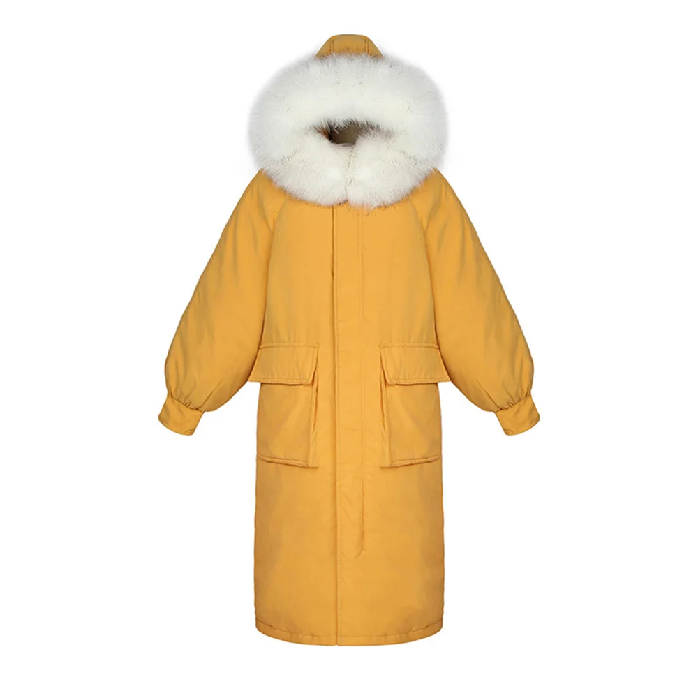 

Winter 2019 New Casual Women Tops Fur Parka Sustans Hooded A Line Thick Full Sleeve Zipper Solid X Long fashion Coat Plus Size