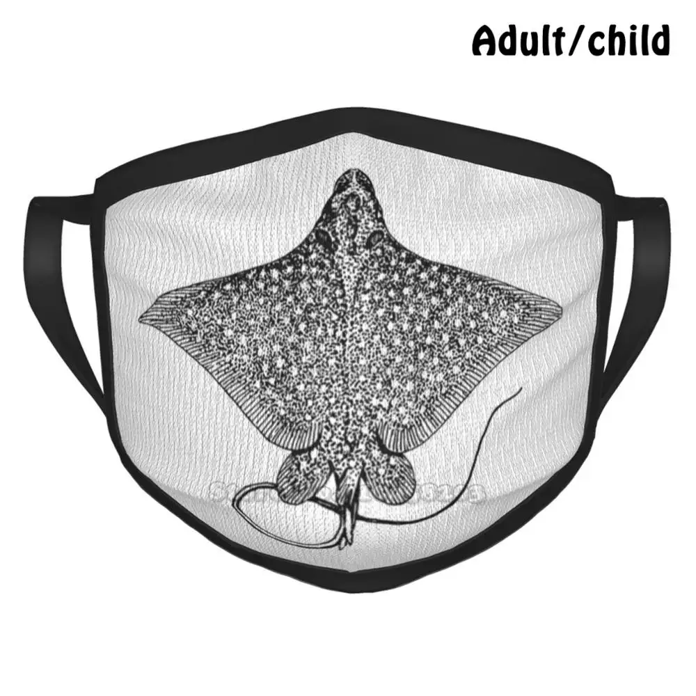 Sea Flap Manta Ray White And Black Custom Design Face Mask For Adult Kids Anti Dust Spotted Eagle Pancake Stingray | Аксессуары для