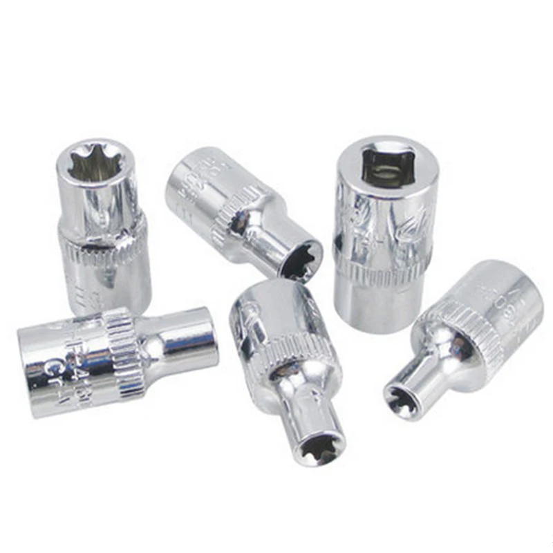 6 шт. 1/4 дюймов Torx Star Female Bit E Набор торцевых головок E4 E5 E6 E7 E8 E10 ручные инструменты аксессуары для звездных болтов