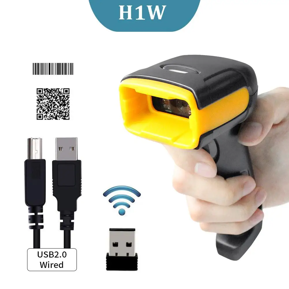 Wireless 2D Scanner H1W беспроводной 2D QR сканер штрих-кода и H2WB Bluetooth 1D/2D QR считыватель штрих-кода PDF417 для IOS Android IPAD - Цвет: Wireless 2D Scanner