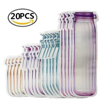 Reusable Mason Jar Bottles Bags Nuts Candy Cookies Bag Seal Fresh Food Storage Snacks Zipper Sealed Kitchen Organizer 1