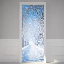 Творческий Водонепроницаемый зимние восстановленные двери Стикеры DIY самоклеящиеся детская Спальня дверь, декоративные Стикеры s