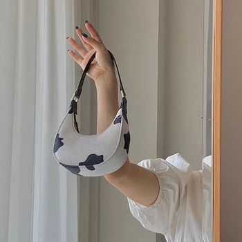 

Brand Cow Print Armpit Bag Women Designer Leather Handbags Luxury Tote Mini Underarm Bags Baguette Women Messenger Shoulder Bag