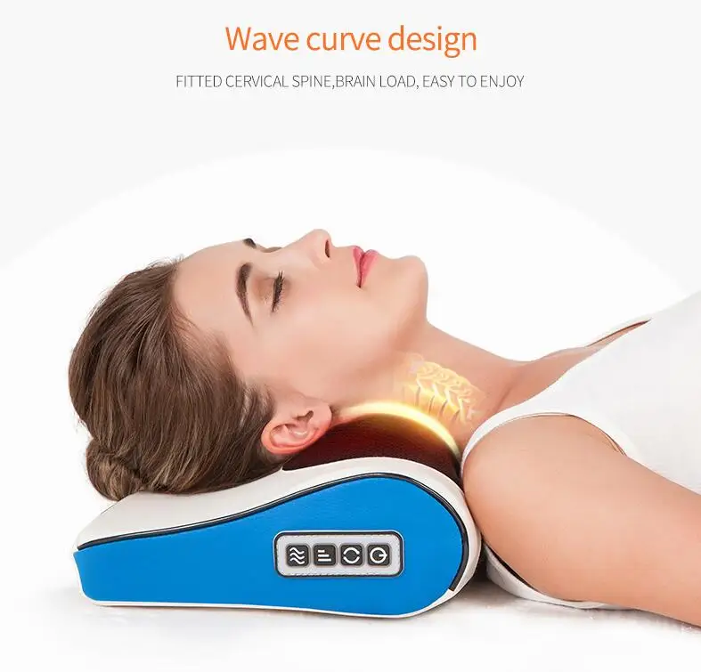 JinKaiRui Multifunctional Massage Pillow Infrared Heating Neck Shoulder Back Body Shiatsu Massager Device Cervical Healthy New