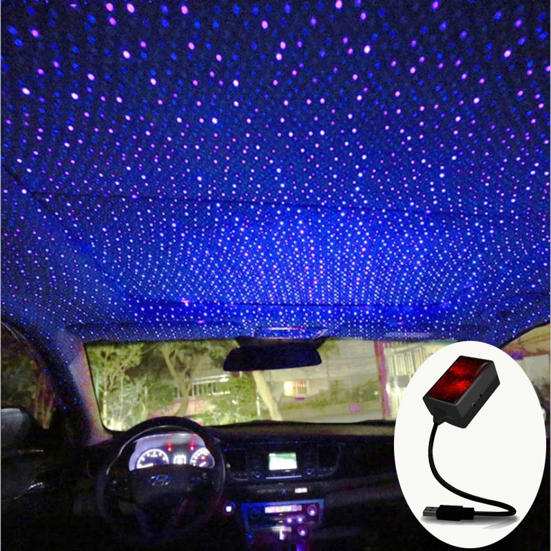 New Voice Control LED Car Interior Laser Projector Lamp 4 Modes Automatic Rotation Disco DJ Star Effect Stage Light Home Party