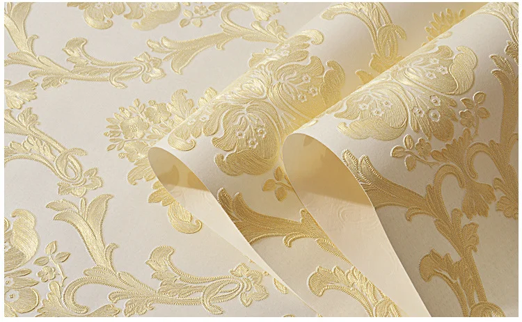 Luxury Embossed Damask Wallpaper Self-adhesive Finely Pressed Non-woven Fabric Thickened 3D Wallpaper European Style Home Decor