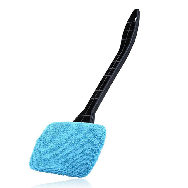 Window Windshield Brush Microfiber Cloth Auto Window Cleaner Long Handle Car Washable Brush Clean Tool with 2pcs Cloth