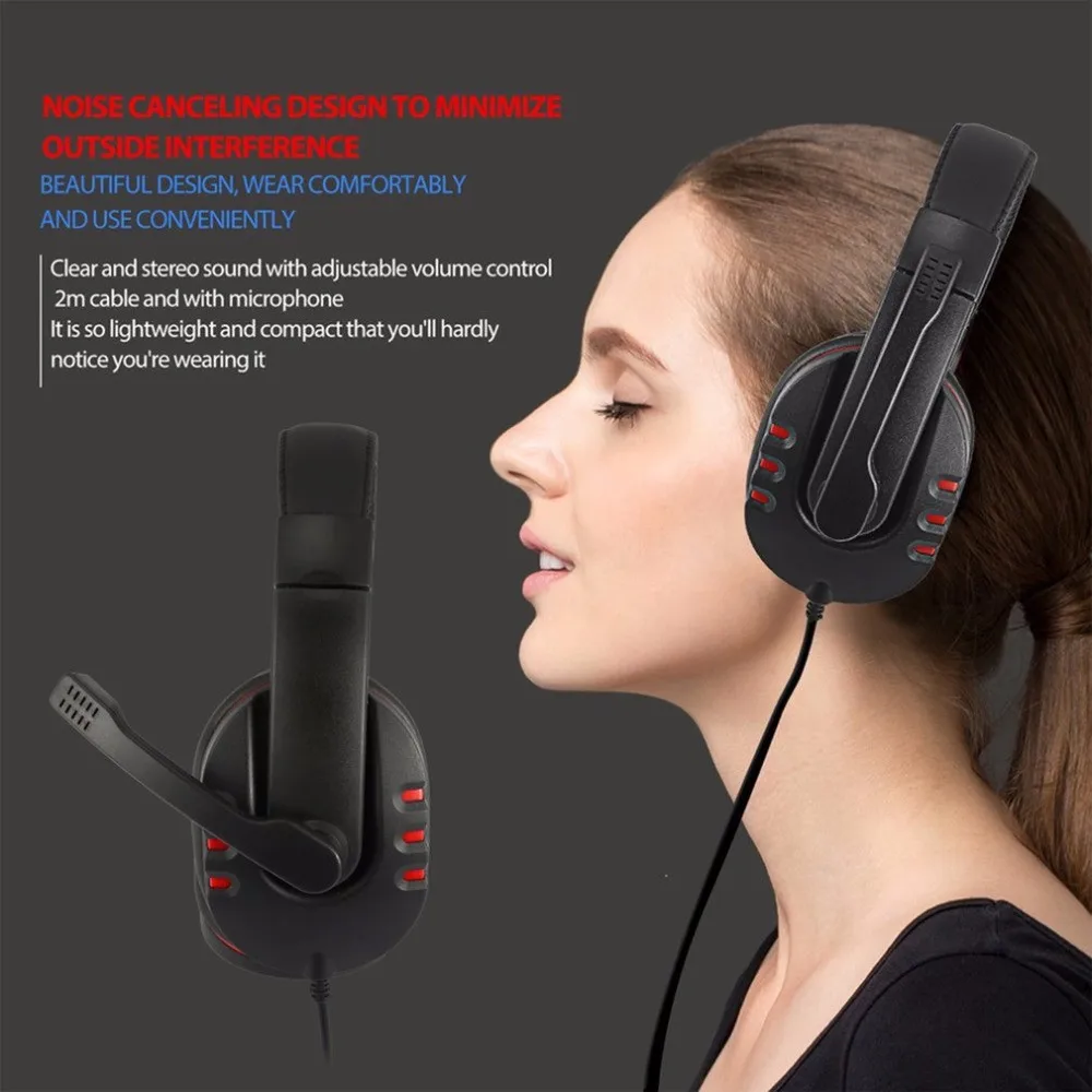 Wired Foldable Headphones Noise Cancelling Earphone With Microphone Over Ear Headsets Earphone For iPhone Xiaomi Sony Huawei PC