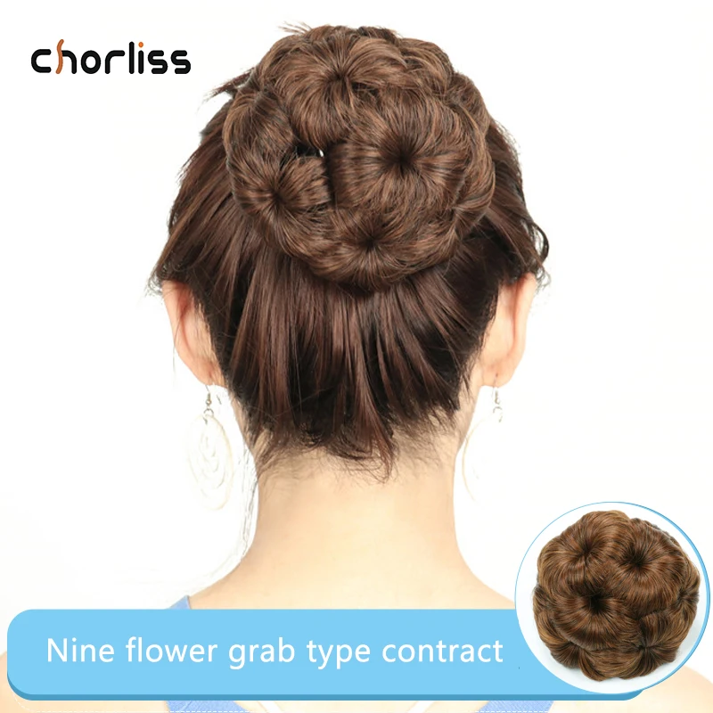 Chorliss Synthetic Chignon Nine Flowers Hair Women Curly Chignon