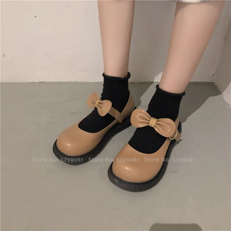 Girls Lolita Kawaii Princess Bow Leather Single Shoes Japanese Students High School Uniforms Women Anime Cosplay Tea Party | Тематическая