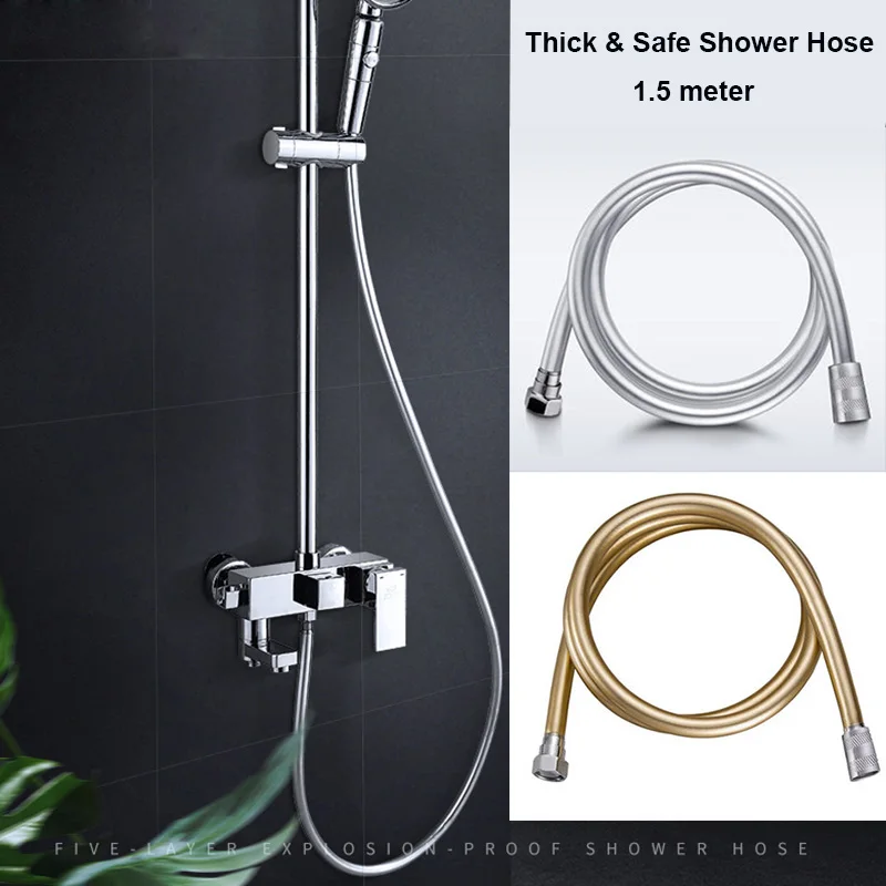 

Shower hose 1.5 meter Brass joint Explosion-proof Safe 5 Layers Thickened PVC Water Pipe Flexible G1/2 hose Bathroom Accessories
