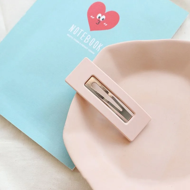 Pink Модные корейские резиновые заколки для волос для женщин и девочек, милые однотонные геометрические полые заколки, заколки, аксессуары для волос - Цвет: Pink