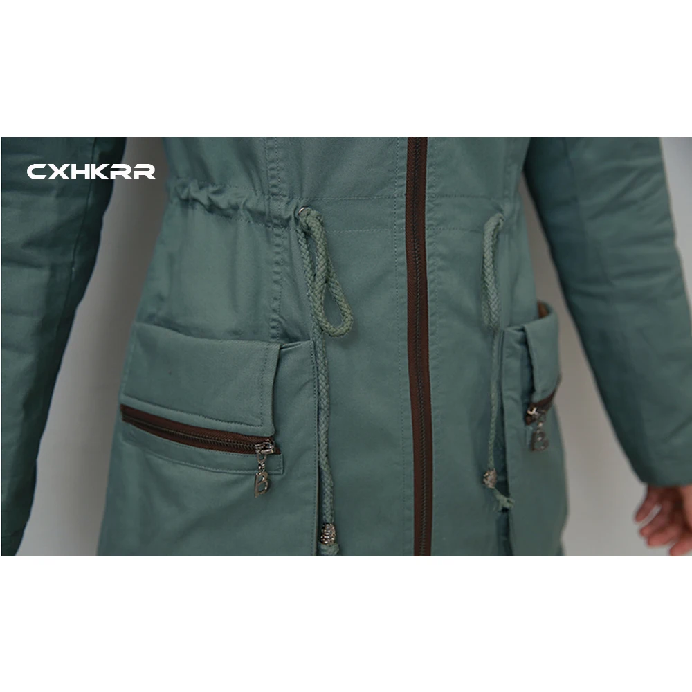 CXHKRR модная зимняя теплая Женская хлопковая куртка с капюшоном приталенное пальто Паркер Пальто Повседневная утолщенная теплая ветровка для женщин