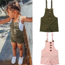 Стильная одежда для новорожденных; для маленьких девочек сплошного цвета с кнопками дизайнерские зеленые розовые брюки с нагрудником комбинезоны Детский комбинезон комплекты одежда наряд для девочек