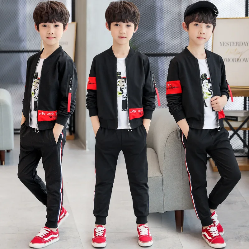 

2020 New Style CHILDREN'S Garment BOY'S Spring Facial Makeup Set Big Virgin Boy Mask Zip-up Shirt Casual Three-piece Set