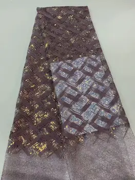 

Rose Gold Pink African Lace Fabric 2020 High Quality Lace Nigerian Sequins Lace Fabrics Embroidered French Lace Fabric For Women