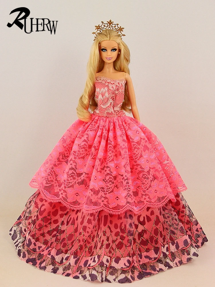Fashion Wedding Dress Princess Gown Dress Clothes Gown For Barbie doll Beautiful white Leaf design half lave dress 1 Pcs doll clothes fashion dolls