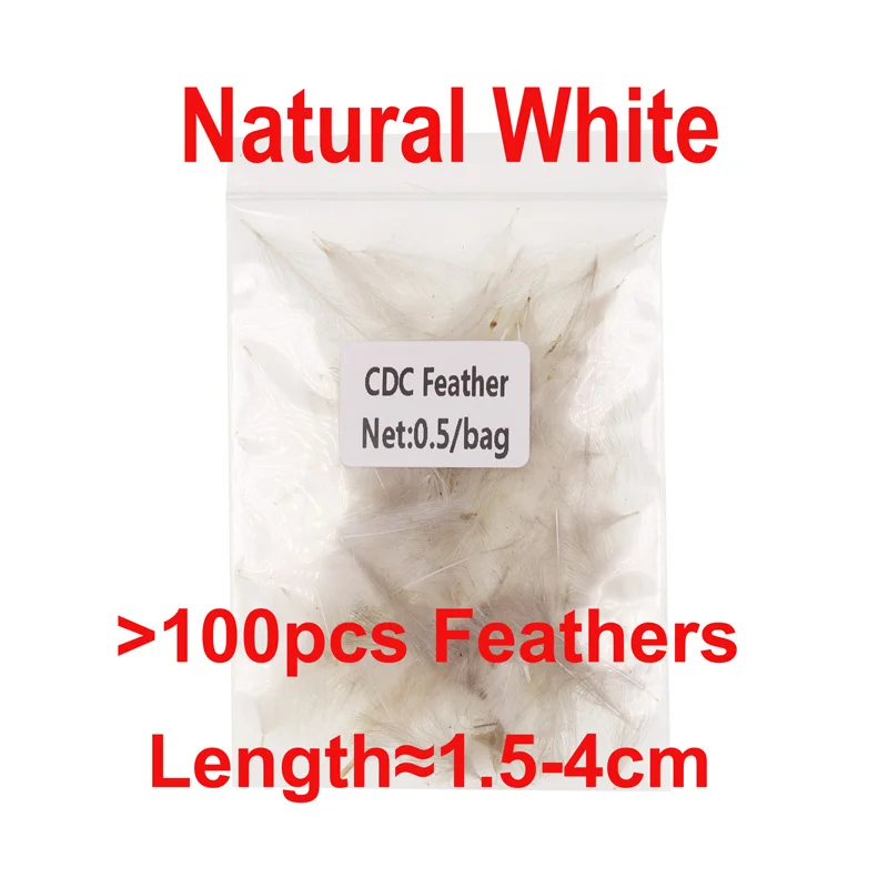 Bimoo 0,5 г/упак. цветной CDC Cul de canard для завязывания Dired мух Caddis May Fly Emergers Prince Nymph связывающий материал белый серый - Цвет: Natural White 1Pack