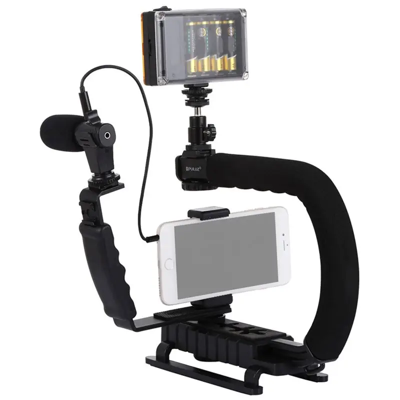 

FFYY-PULUZ DV Bracket Stabilizer Set U/C Shape Portable Handheld Bracket LED Studio Light Microphone Kit For iphone Nikon Canon