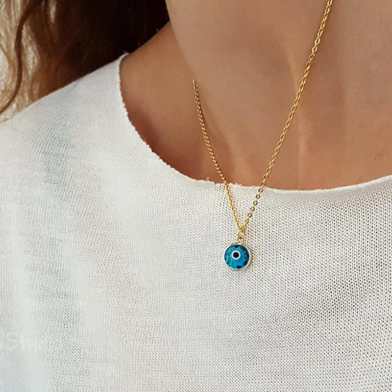 Blue Evil Eye Necklace, Handmade Turkish Glass and 18kt gold filled - Image 4