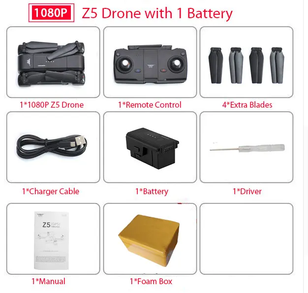 Дрон SJRC Z5 с HD камерой 720 P/1080 P gps Дрон 2,4G/5G Wifi FPV Квадрокоптер контроль над высотой Дрон с режимом слежения за мной vs Visuo XS816 - Цвет: 2.4G 1080P 1B