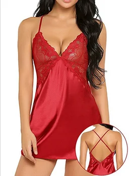 

Women Sexy Lace Red Summer Sleepwear XL Size