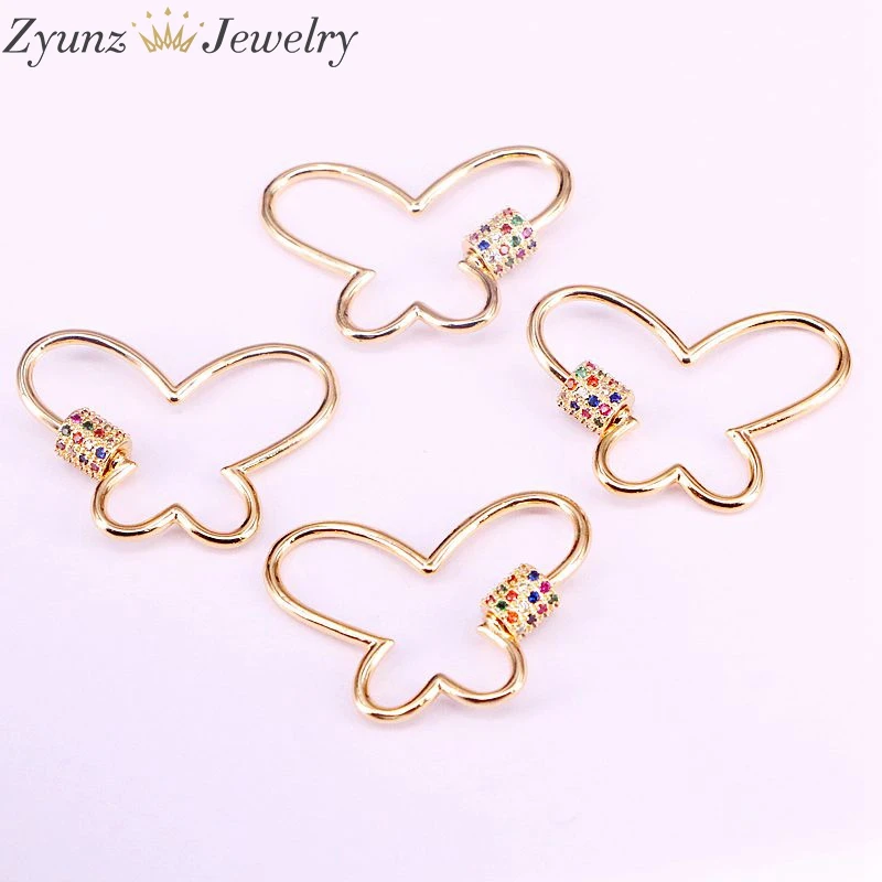 6 шт., 34*24 мм, застежка-бабочка, Micro Pave Butterfly, микро Pave застежки, блокирующая застежка, сделай сам, изготовление ювелирных изделий