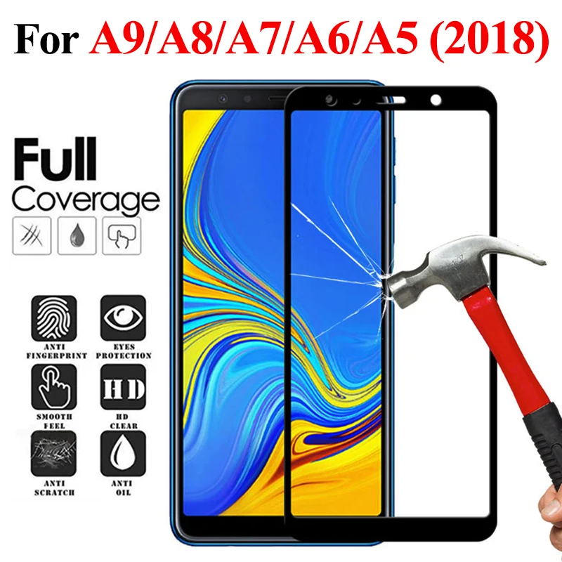 Защитное стекло для Samsung Galaxy A6 2018 A9 A8 A7 A5 закаленное защиты 8 9 7 6 5 листов защитная