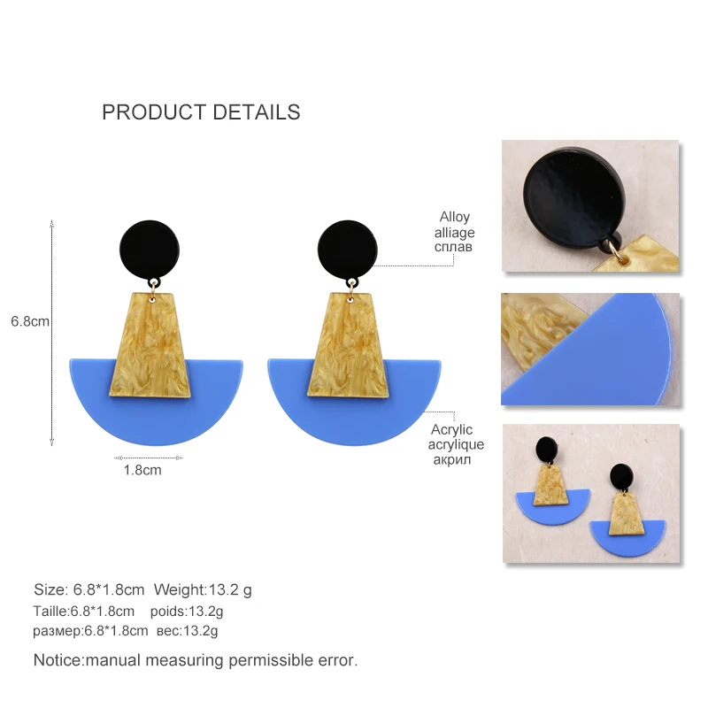 STRATHSPEY Висячие, геометрической формы серьги Модные украшения Женский акриловый Половина Cirlce Длинная летняя Подвеска Серьги желтый подарок