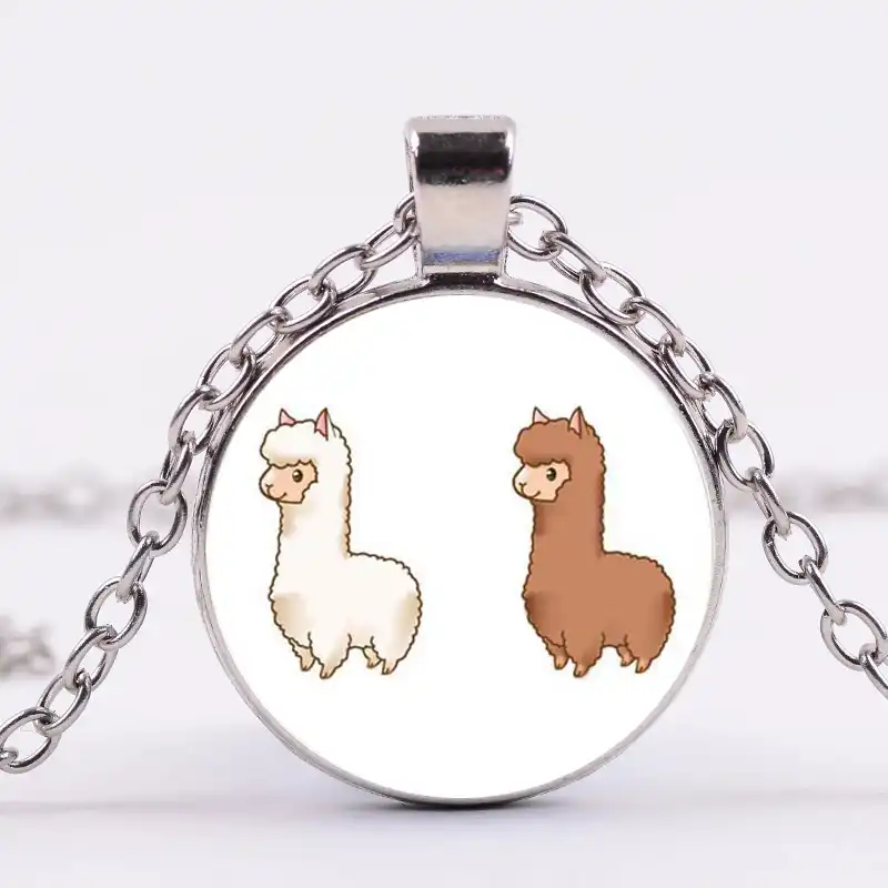 Lindo Animal Alpaca Llama Orgullo Collar Gargantilla Dulce Patron De Dibujos Animados Cristal Cabujon Colgante De Vidrio Collar Ninos Joyeria Aliexpress