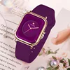 WWOOR Luxury Brand Watches For Women Fashion Square Purple Ladies Quartz Wristwatch Waterproof Silicone Band Relogio Feminino 4